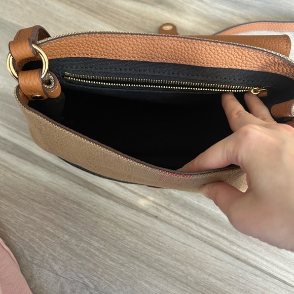 Tan and Black Crossbody Bag with Structured Design - Picture 3 of 5